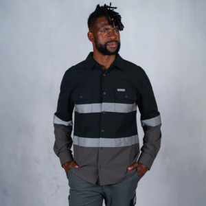 W.O.R.K Ripstop Reflective L/S Shirt Black & Charcoal